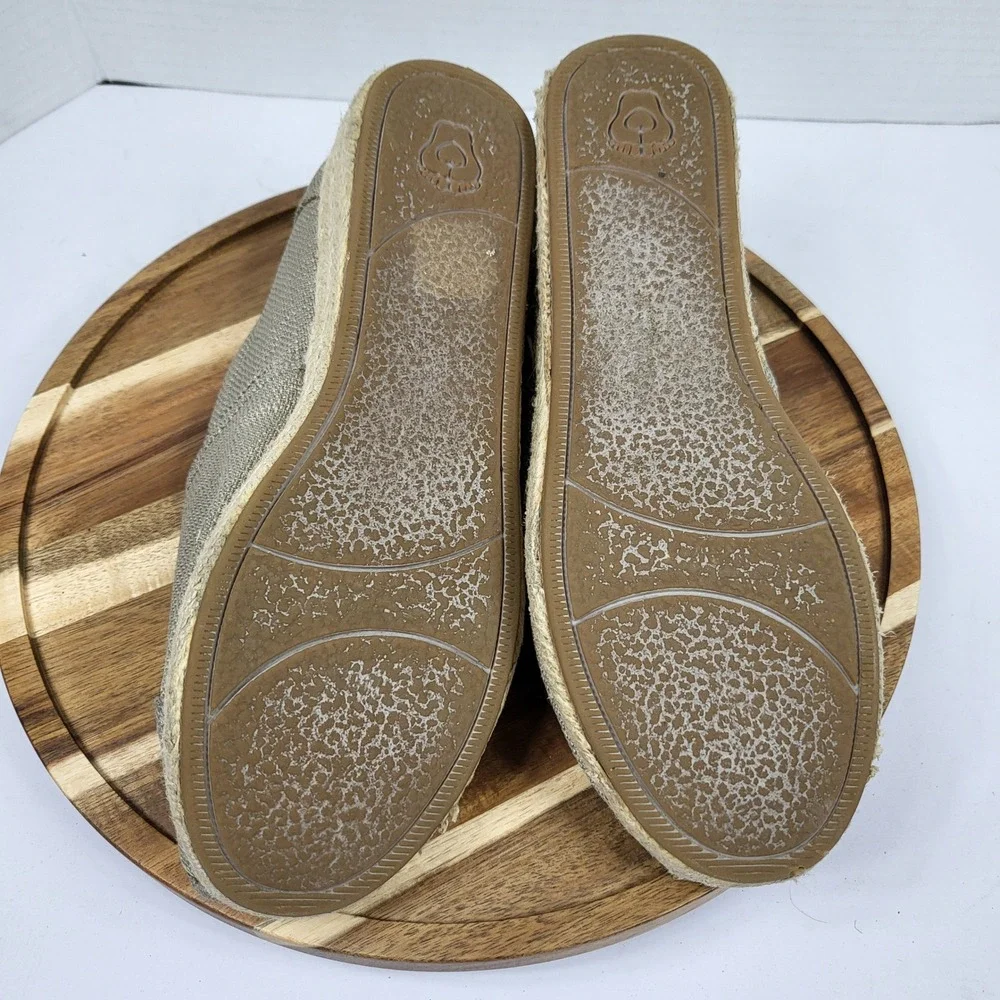 BOBS Skechers Espadrille Women 7 Taupe Platform Slip On 34101 Jute Textile